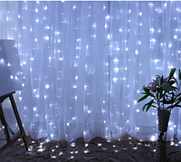Гирлянда штора новогодняя на окно Белая Xmas LED лампы 2M*2M 200-W
