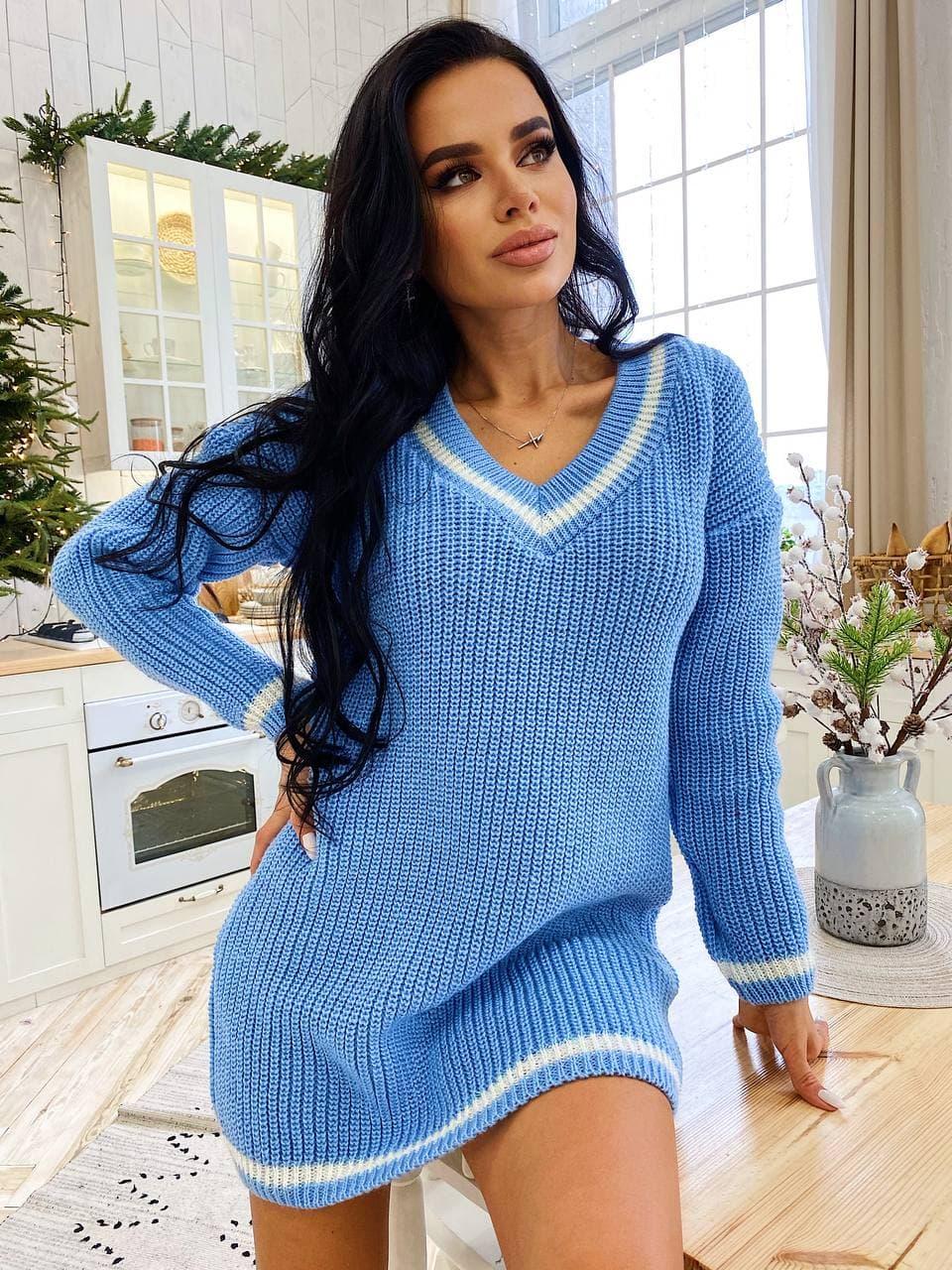 Вільна сукня-туніка Almaz великої в'язки, довжина міні, тепла і красива, різні кольориSmof6756