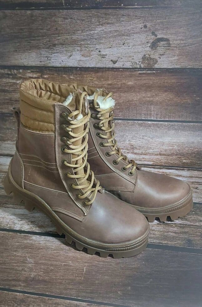 Берцы ботинки мужские натуральный нубук кожа с мехом зимние теплые ...