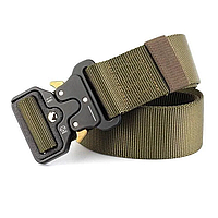 Тактический ремень Tactical Belt 125 см Оливковый / Армейский ремень с пряжкой Cobra / Ремень для военных