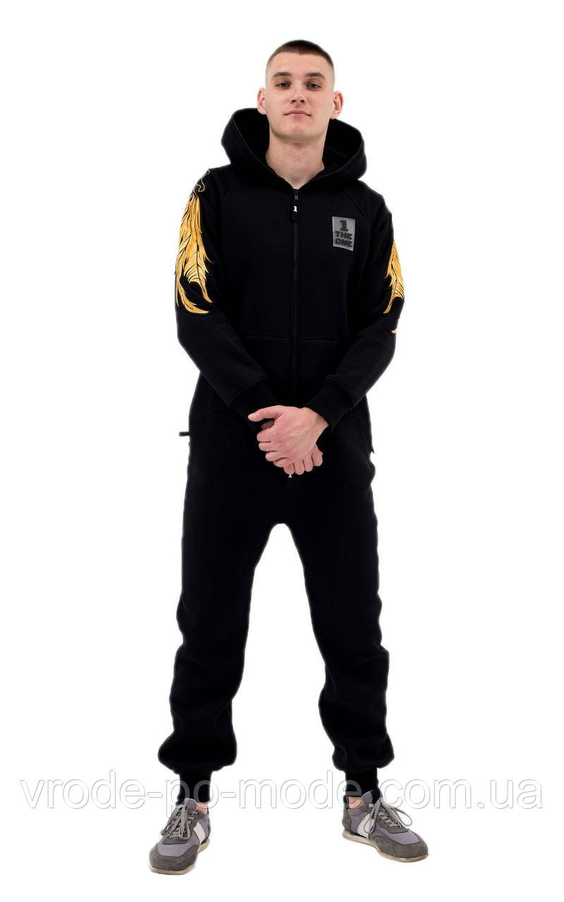 Комбінезон на флісі Angel black унісекс, у наявності та під замовлення, для чоловіків і жінок, фото 1