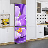 Вінілова наклейка на холодильник, квіти блакитні, 180х60 см Лицьова (В), з ламінацією