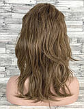Перука світло-коричнева середньої довжини жіноча для жінок для щоденної носки, фото 3