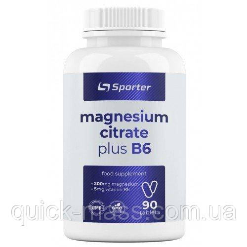 Вітаміни Магній В6 Sporter Magnesium Citrate + B6 - 90 таб, фото 1