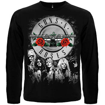 Футболка з довгим рукавом Guns’n’Roses (лого+фото групи), Розмір M