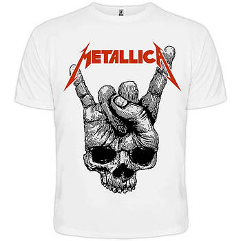 Біла футболка Metallica (Skull Sign of the Horns), Розмір L