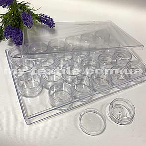 Органайзер пластиковий (контейнер) для зберігання фурнітури і бісеру бочки з кришкою (бочки 4/2) 24 шт 24/16