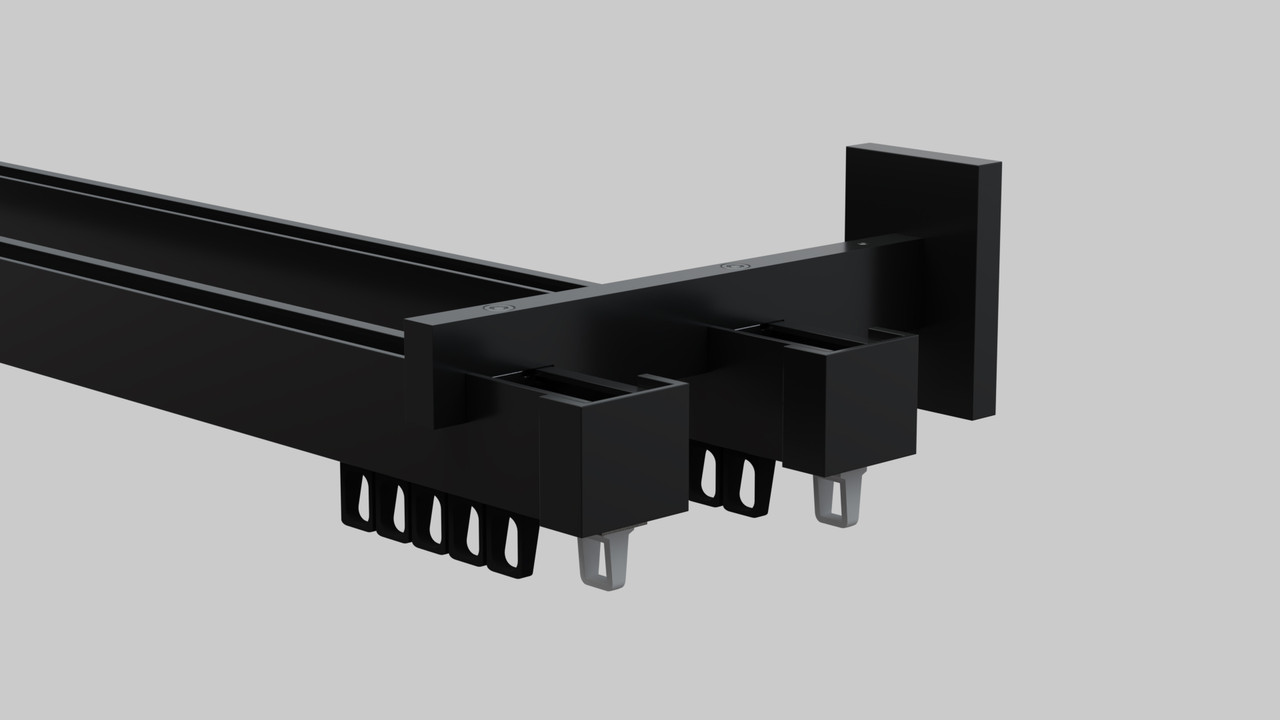 Карнизи для штор стіновий Арин Квадро подвійний Чорний, фото 1