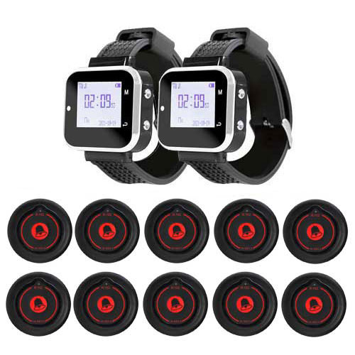 Система виклику офіціанта RECS №248 | кнопки виклику офіціанта 10 шт + 2 пейджери офіціанта, фото 1