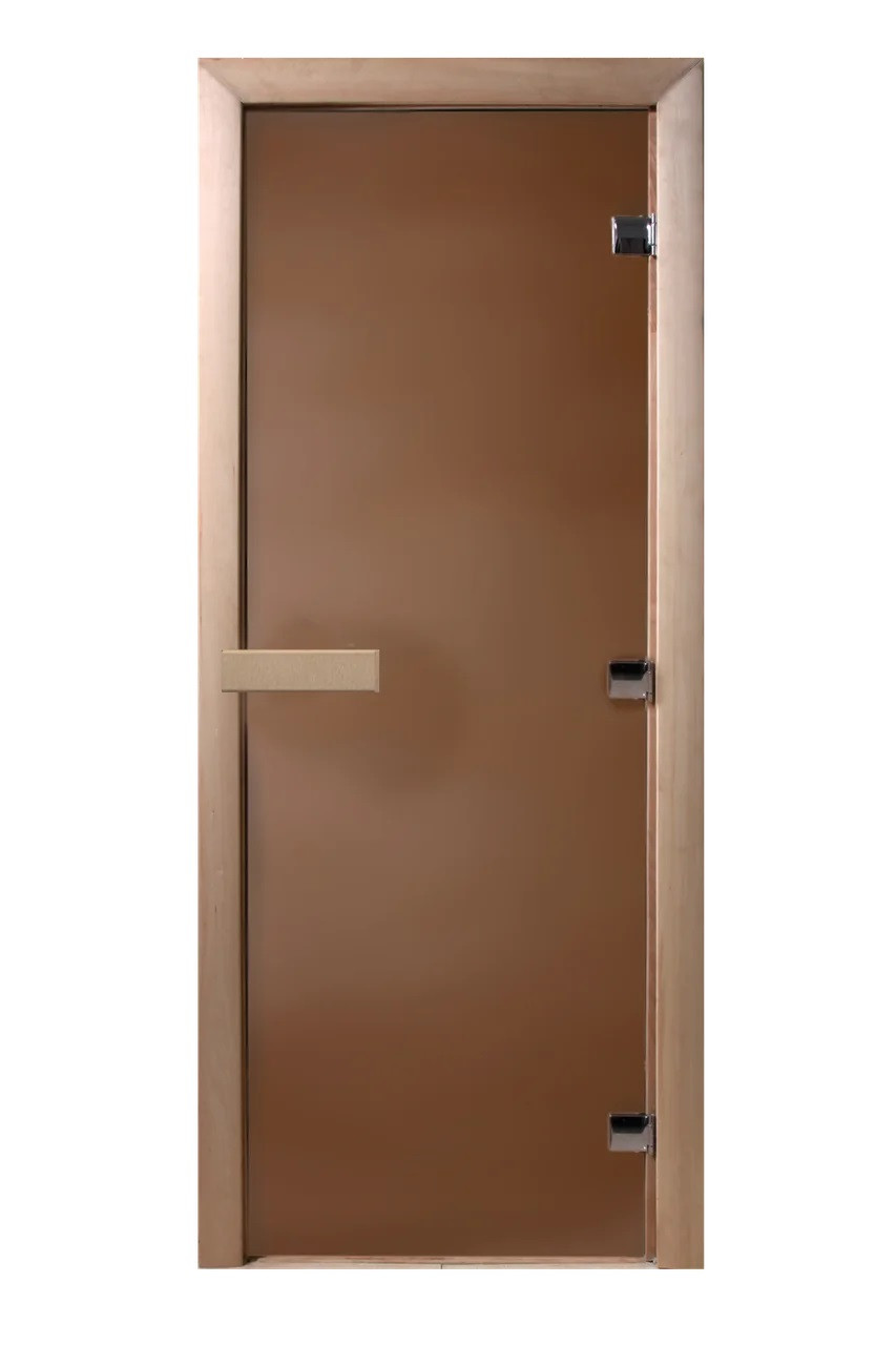 Скляні двері DoorWood прозора бронза 700х1900 мм загартоване скло вільха для лазні та сауни