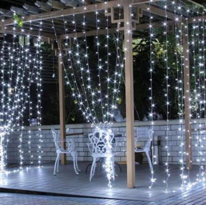 Xmas Гірлянда ВУЛИЧНИЙ ВОДОСПАД 480 LED,Великий Діод/Прозорий Провід/ Білий
