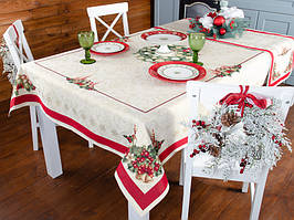 Скатертина гобеленова Новорічна "CORONA NATALE" 140 х 140 см 716-153