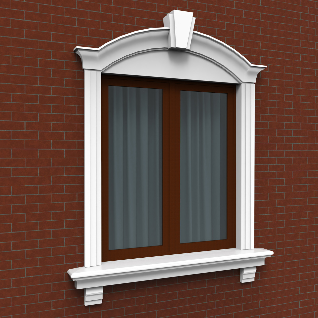 Готове Рішення обрамлення віконних проємів фасадним декором One Decor, білий, 160*140, модель 009