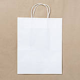 Готові паперові пакети білі з ручками 320*150*380 мм Білі крафт пакети з ручками великих розмірів, фото 5