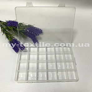 Органайзер пластиковий (контейнер) для зберігання фурнітури і бісеру на 24 клітинок 12.5/6.5 висота 2 см