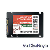 Жесткий диск 2.5" SSD 256Gb Mibrand Caiman Series, MI2.5SSD/CA256GB, 3D TLC, SATA-III 6Gb/s, зап/чт. -