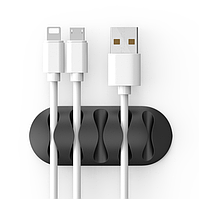 Органайзер для кабелів, силіконовий затискач для проводів, тримач кабелю (чорний)