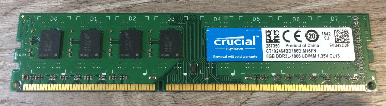 8GB DDR3L 1866MHz Crucial PC3L 14900U 2Rx8 RAM Оперативна пам'ять