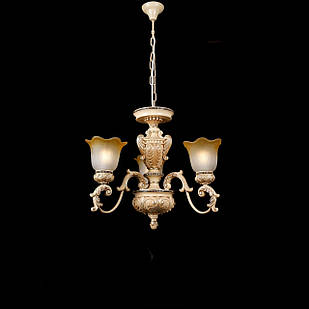 Класична люстра на 3 лампи зі скляними плафонами (золото) VL-L7936/3 (GLD)