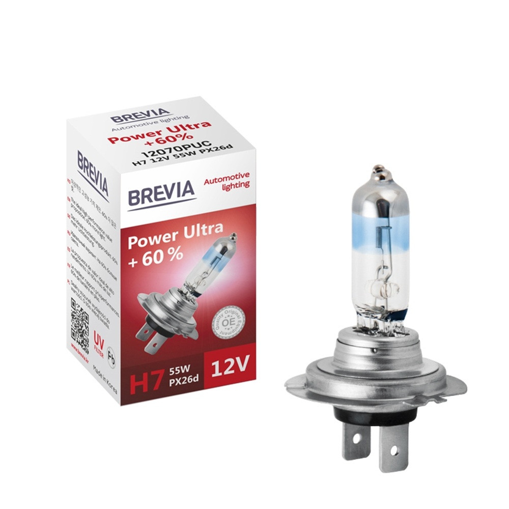 Brevia H7 12V 55W PX26d Power Ultra +60% CP (10/500 шт.)