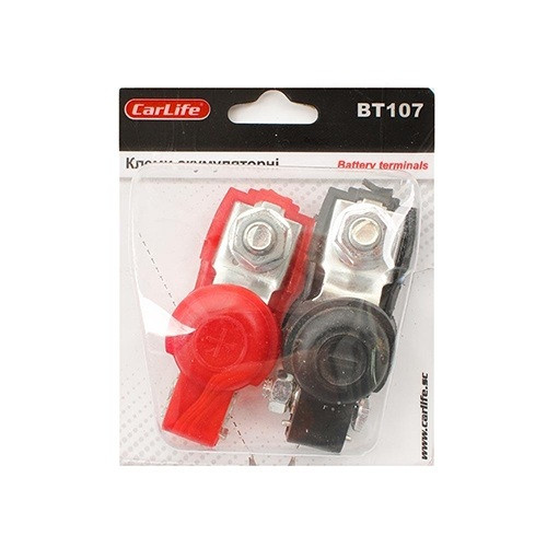 Клеми акумуляторні Carlife,сталь луджена,гумове покриття,(2шт), фото 1