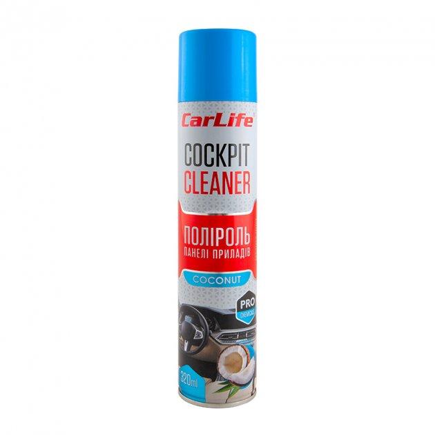 Поліроль панелі приладів CarLife Кокос. Cockpit Cleaner 320ml (24шт/ящ)