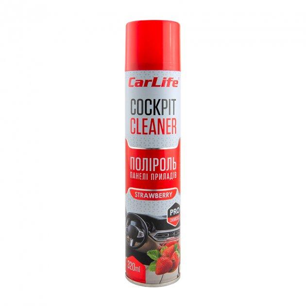 Поліроль панелі приладів CarLife Полуниця. Cockpit Cleaner 320ml (24шт/ящ), фото 1