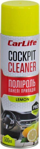 Поліроль панелі приладів CarLife Лимон. Cockpit Cleaner 500ml (24шт/ящ)