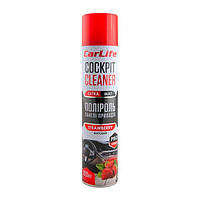 Поліроль панелі приладів CarLife Полуниця. Cockpit Cleaner EXTRA MAT 320ml (24шт/ящ)
