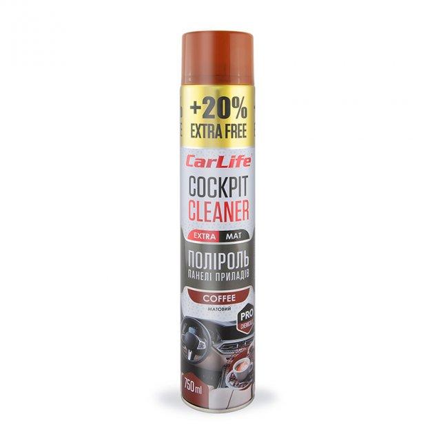 Поліроль панелі приладів CarLife Кава. Cockpit Cleaner EXTRA MAT 750ml (24шт/ящ), фото 1