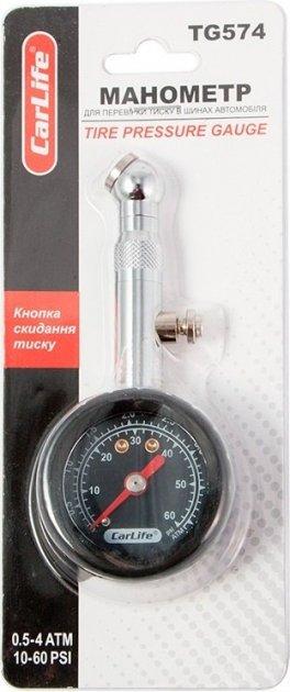 Манометр автомобільний 4 Атм, металевий з гумовим покриттям/ TG574, фото 1