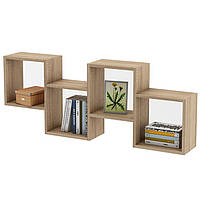 Полиця навісна на стіну MebelProff Kub 4, книжкова полиця, декоративна полиця в кімнату, будинок.