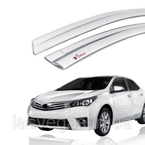 Дефлектори вікон (вітровики) хромовані Toyota Corolla 2013-2019 (Autoclover C588), фото 1