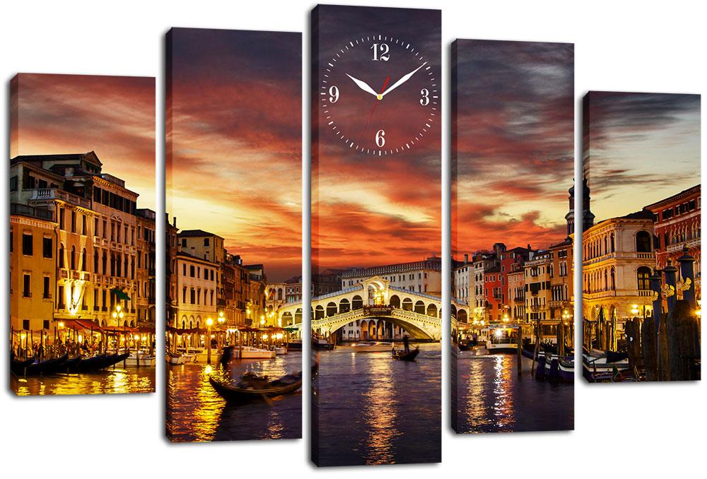 Настінний годинник-картина на полотні Декор Карпати 80x120 см (chf68)