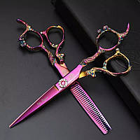 Професійні перукарські ножиці для стрижки волосся Mr. Tiger 6 Дракон, комплект коробка, Japan