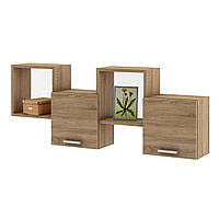 Полиця навісна на стіну MebelProff Kub 4 з фасадами, книжкова полиця, декоративна полиця в кімнату, будинок.