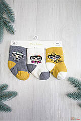 Шкарпетки ОПТОМ 3 пари махрові з бджілкою для дівчинки (7 / 0-3 міс.) Pier Lone 8681788502881