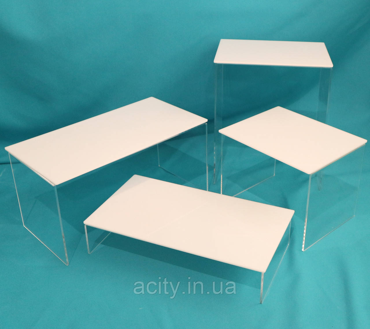 Акрилові стійки для фуршету прозорі | комплект підставок під страви та десерти (4 шт.), фото 1