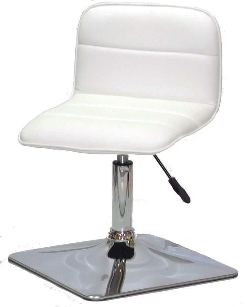 Стілець Real 4 CH — BASE білий шкірозамінник, хромована квадратна опора, з регулюванням висоти сидіння, фото 1