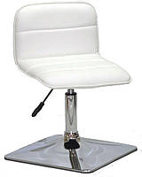 Стілець Real 4 CH — BASE білий шкірозамінник, хромована квадратна опора, з регулюванням висоти сидіння, фото 5