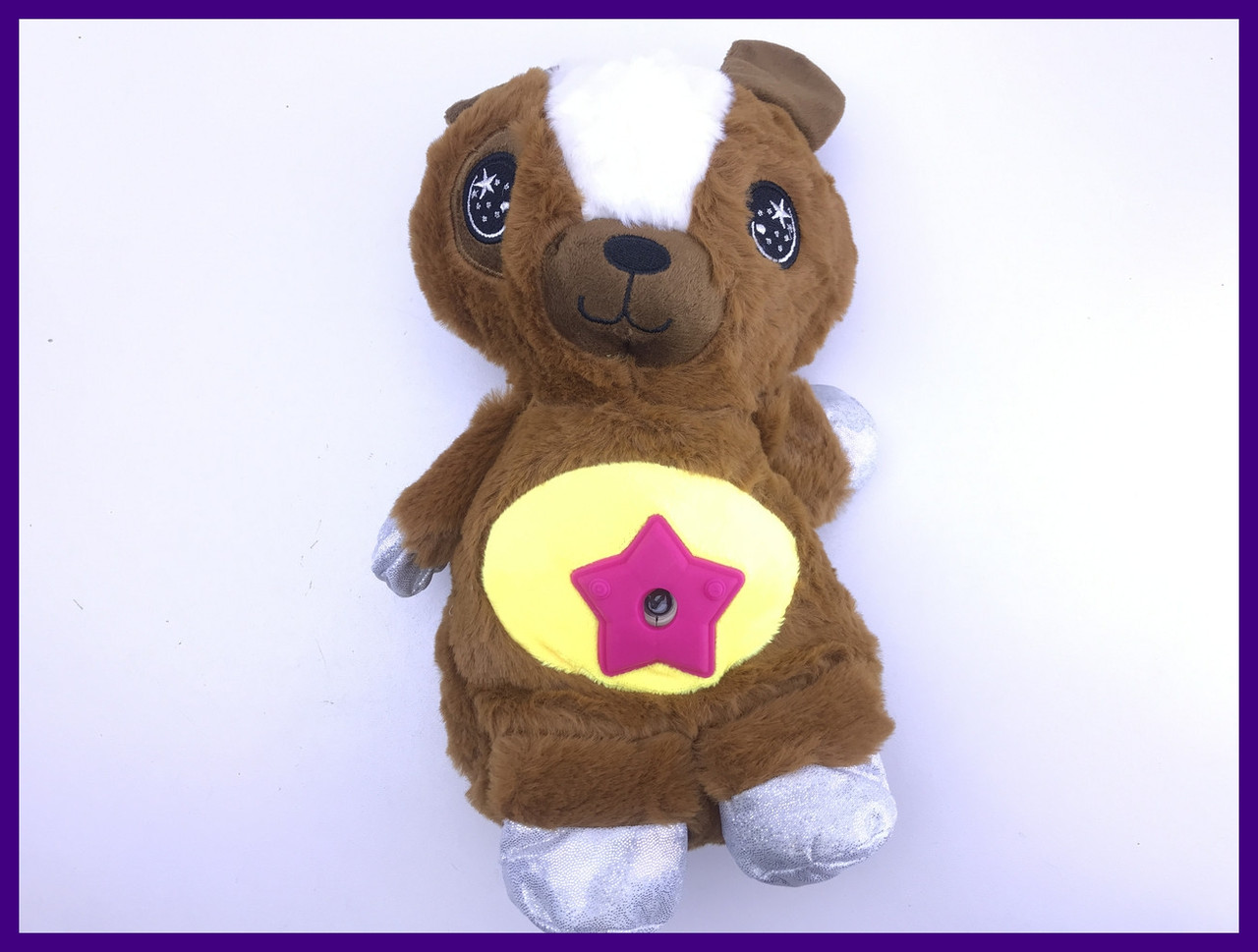 Дитячі м'які іграшки коричневий ведмедик з проектором зоряного неба