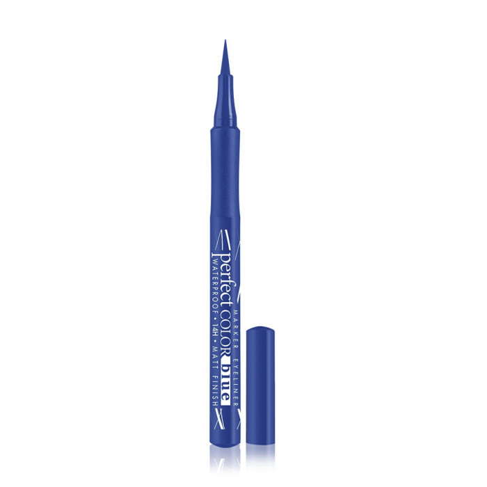 Підводка-фломастер для очей водостійка синя Luxvisage Perfect Color Waterproof 14H Matt Finish Blue, 8 мл, фото 1