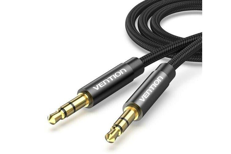 AUX аудіо кабель Vention Audio 3.5 мм Metal Type в тканинній обплетенні 2 м Black (BAGBH)