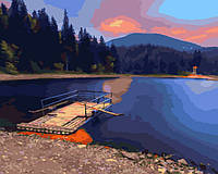 Картина по номерам "Заход солнца над озером" 40*50 см картина для рисования Номерные раскраски Полный Набор