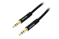 AUX аудио кабель Vention Audio 3.5 мм с позолоченными контактами 1.5 м Black (BAKBG)