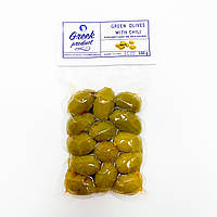 Оливки зелені з кісточкою Greek Product і перцем буково 100 г