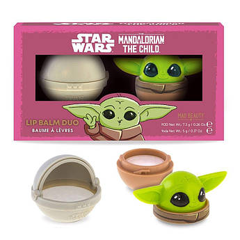 Набір бальзамів для губ "Малюк Йода" Mad Beauty Disney Mandalorian The Child Lip Balm Duo Set 7.3 + 5 г