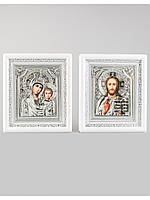 Маленькие свадебные иконы белая рамка серебро лик