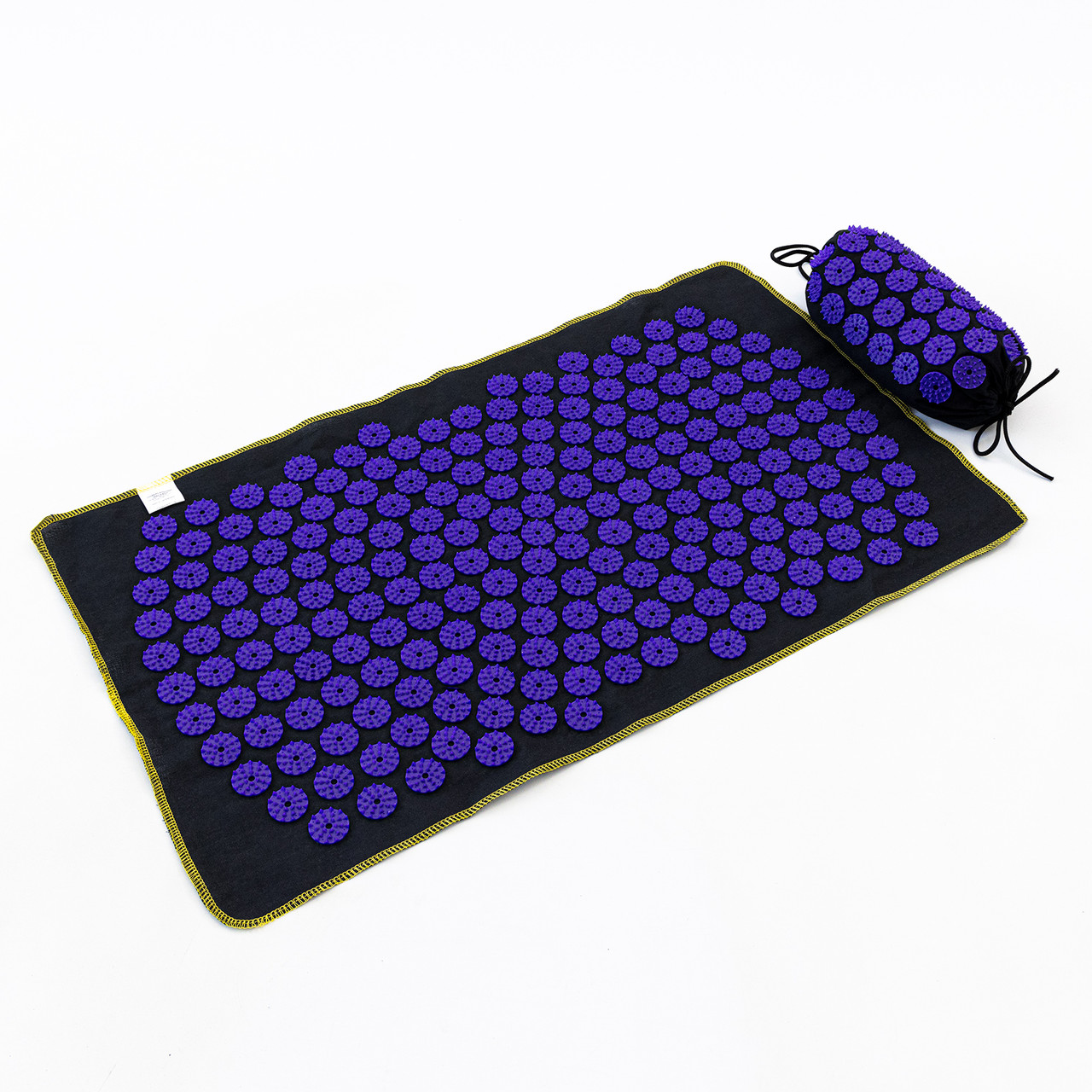 Масажний акупунктурний мат-килимок для йоги + валик для масажу спини/шиї/ніг/тіла OSPORT Yoga Relax (apl-012) Чорно-фіолетовий