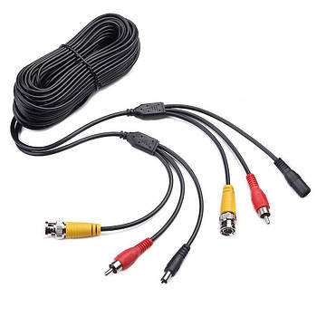 Патчкорд комбінований коаксіальний+харчування+звук BNC+DC+AV 5m, чорний